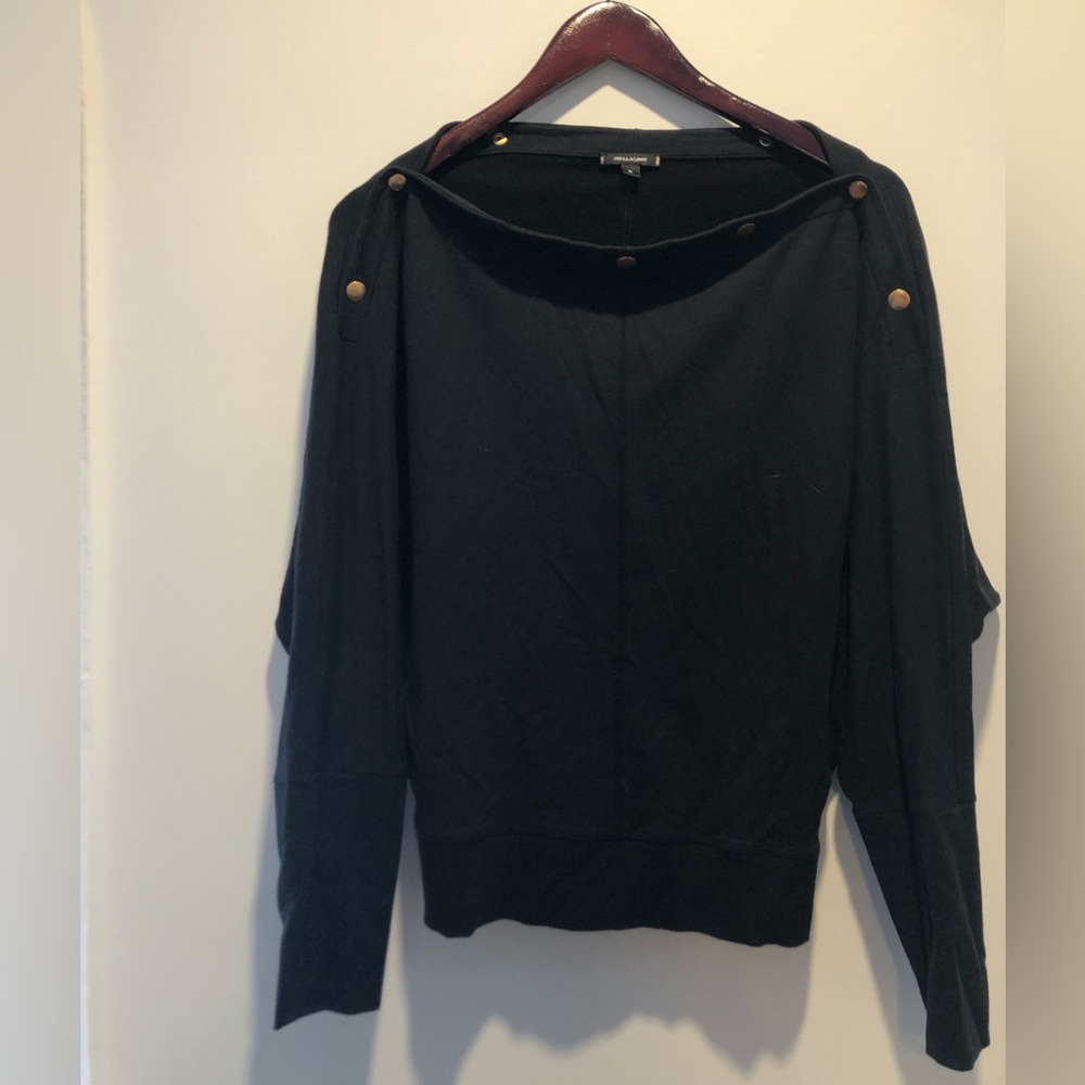 Off-the-Shoulder Snappy Black Sweater